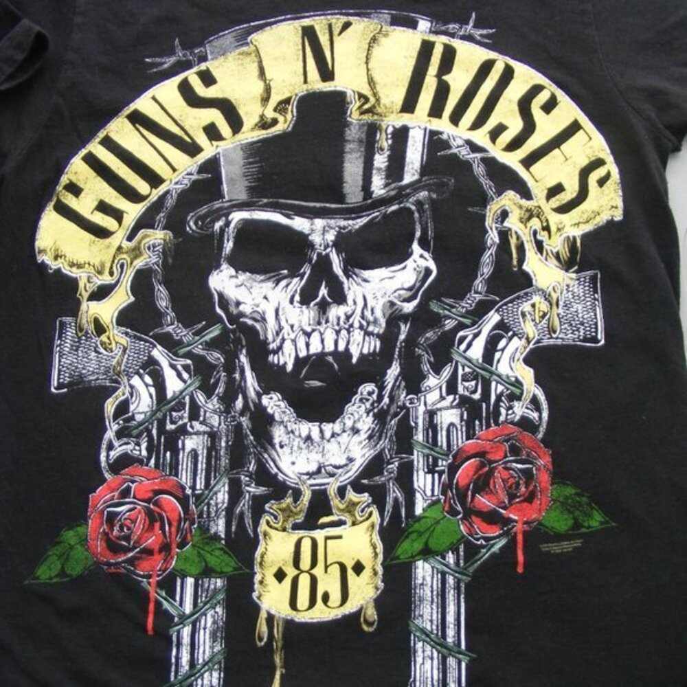 GUNS N ROSES Tshirt, M, 1985 Reissue, Skull/Hat, Black, short sleeve, crew neck - Picture 2 of 6